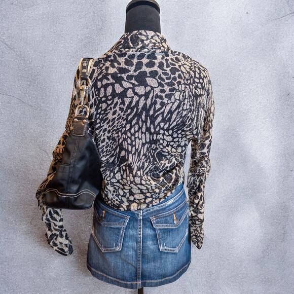 Vintage Y2K Love Tease NWT Animal Print Sheer Ruched Long Sleeve Shrug Large - Picture 4 of 9